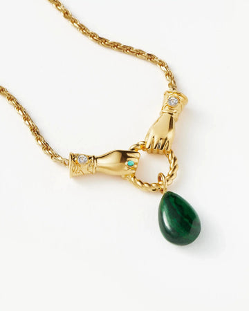 Harris Reed In Good Hands Drop Pendant Necklace | 18k Gold Plated/Malachite & Pearl Necklaces Missoma 