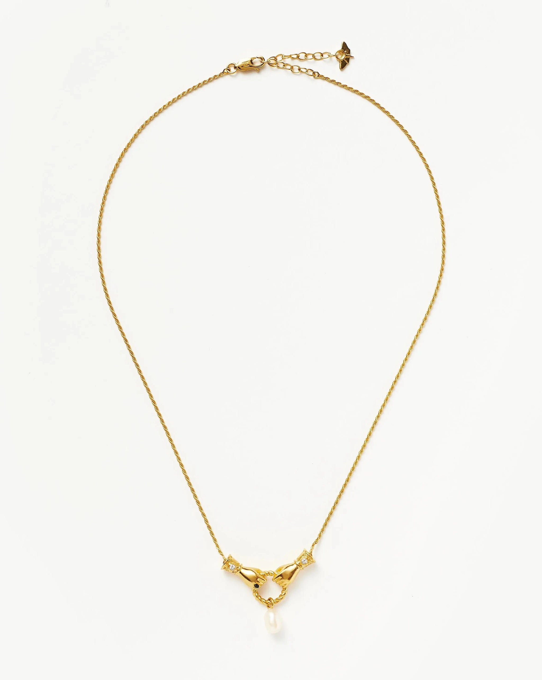 Harris Reed In Good Hands Drop Pendant Necklace | 18k Gold Plated/Pearl & Black Onyx Necklaces Missoma 