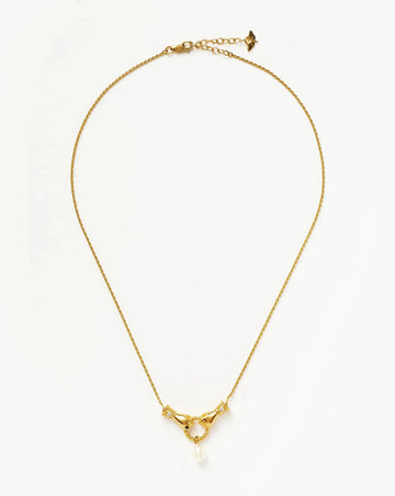 Harris Reed In Good Hands Drop Pendant Necklace | 18k Gold Plated/Pearl & Black Onyx Necklaces Missoma 