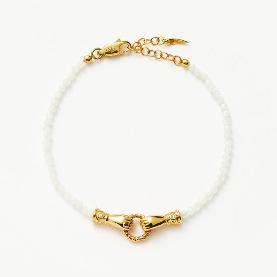 Harris Reed In Good Hands Mini Beaded Gemstone Bracelet | 18ct Gold Plated/Rainbow Moonstone Bracelets Missoma 