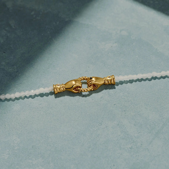 Harris Reed In Good Hands Mini Beaded Gemstone Bracelet | 18k Gold Plated/Rainbow Moonstone Bracelets Missoma 