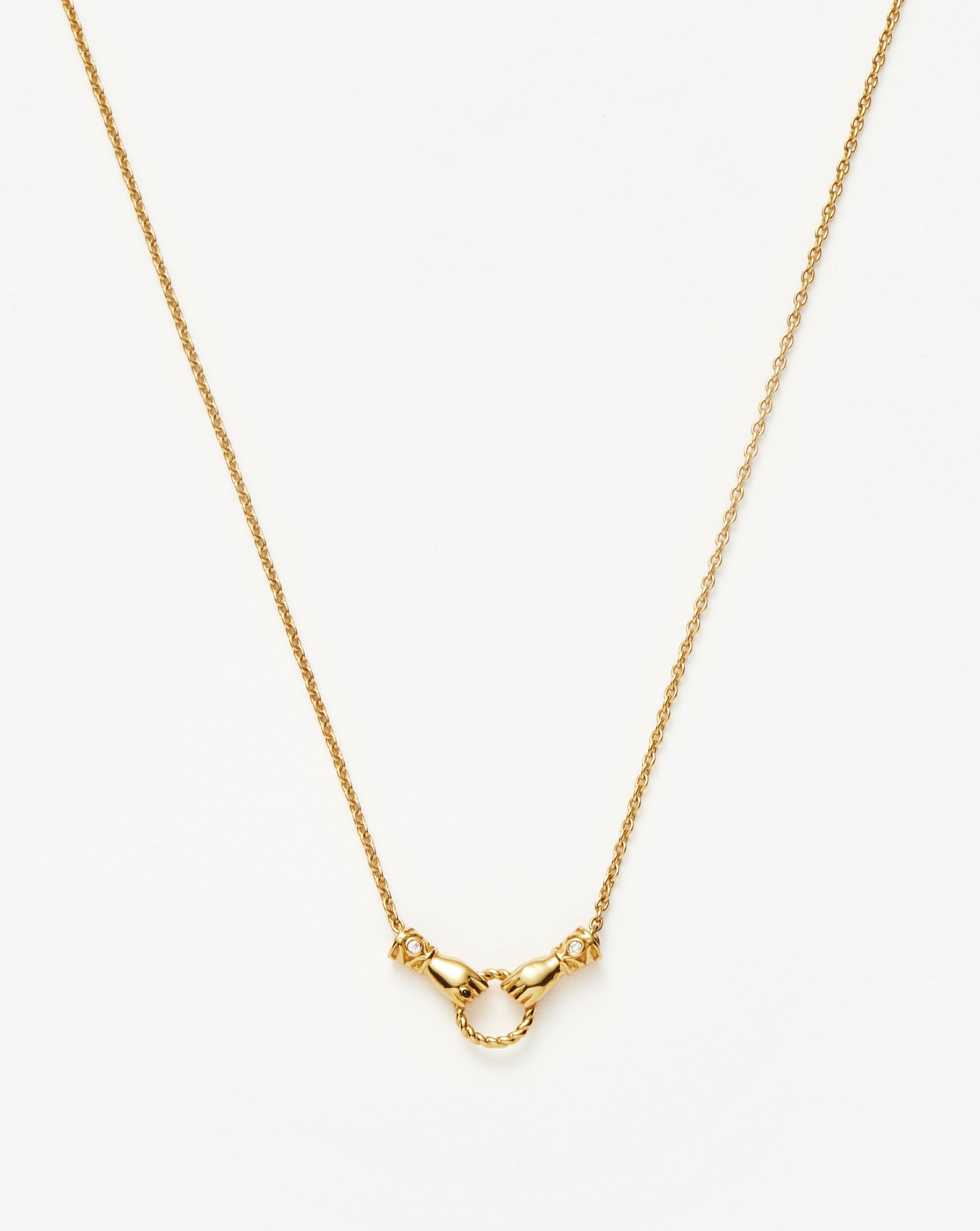 Harris Reed In Good Hands Mini Pendant Slider Necklace | 18ct Gold ...