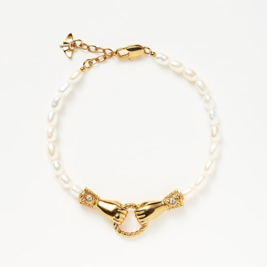 Harris Reed In Good Hands Pearl Bracelet | 18k Gold Plated/Pearl & Black Onyx Bracelets Missoma 