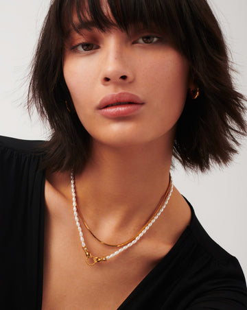 Harris Reed In Good Hands Pearl Pendant Necklace | 18k Gold Plated/Pearl & Black Onyx Necklaces Missoma 