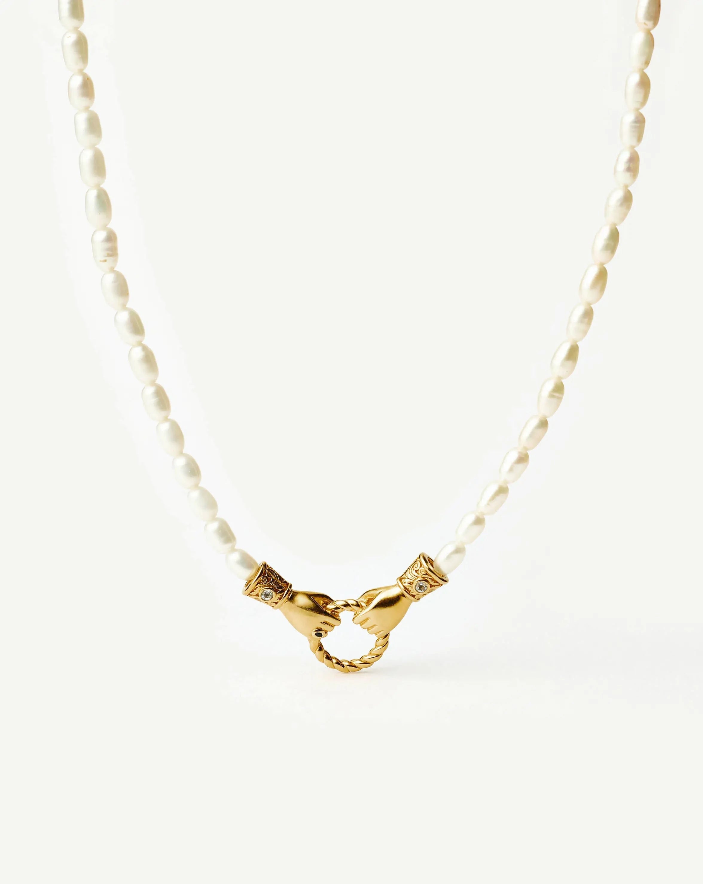 Harris Reed In Good Hands Pearl Pendant Necklace | 18k Gold Plated/Pearl & Black Onyx Necklaces Missoma 