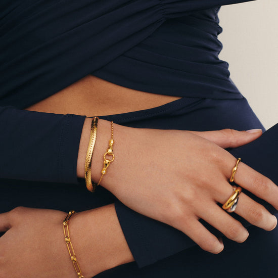 Harris Reed In Good Hands Slider Bracelet | 18ct Gold Plated/Cubic Zirconia & Black Onyx Bracelets Missoma 