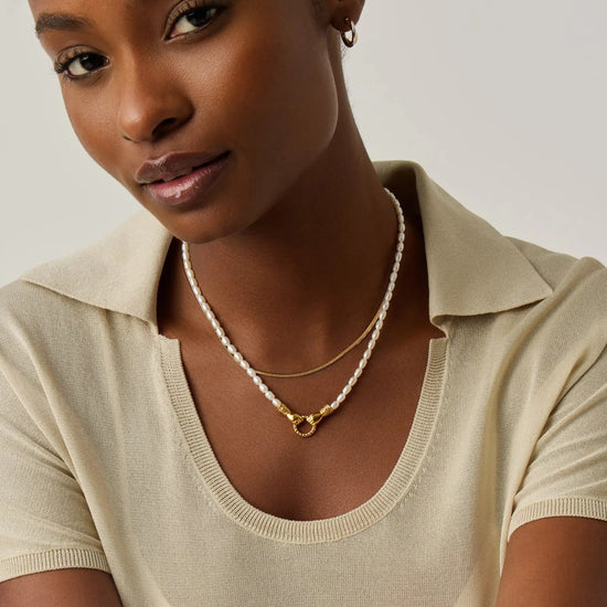 Harris Reed In Good Hands & Snake Chain Necklace Set | 18k Gold Plated/Pearl & Black Onyx Necklaces Missoma 