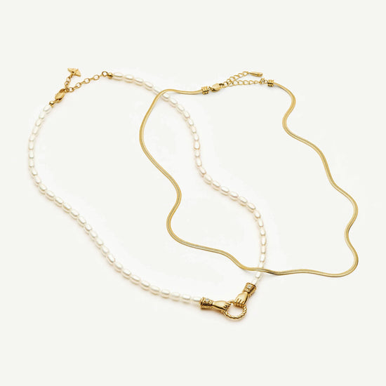Harris Reed In Good Hands & Snake Chain Necklace Set | 18k Gold Plated/Pearl & Black Onyx Necklaces Missoma 