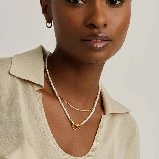 Harris Reed In Good Hands & Snake Chain Necklace Set | 18k Gold Plated/Pearl & Black Onyx Necklaces Missoma 