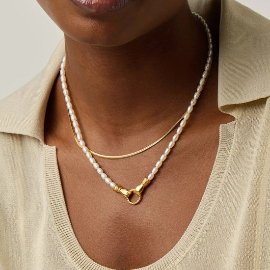 Harris Reed In Good Hands & Snake Chain Necklace Set | 18k Gold Plated/Pearl & Black Onyx Necklaces Missoma 