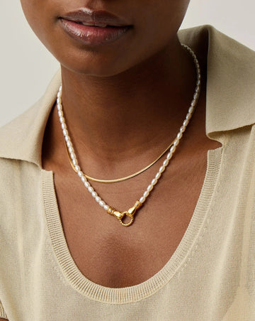 Harris Reed In Good Hands & Snake Chain Necklace Set | 18k Gold Plated/Pearl & Black Onyx Necklaces Missoma 