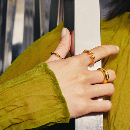 Harris Reed In Good Hands Stacking Ring | 18ct Gold Plated/Cubic Zirconia & Black Onyx Rings Missoma 