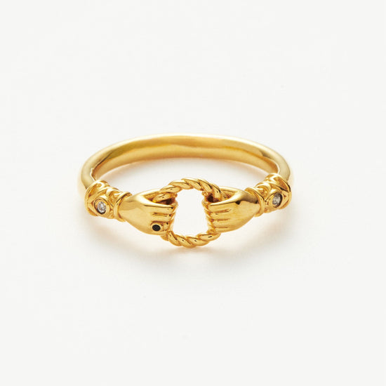 Harris Reed In Good Hands Stacking Ring | 18ct Gold Plated/Cubic Zirconia & Black Onyx Rings Missoma 