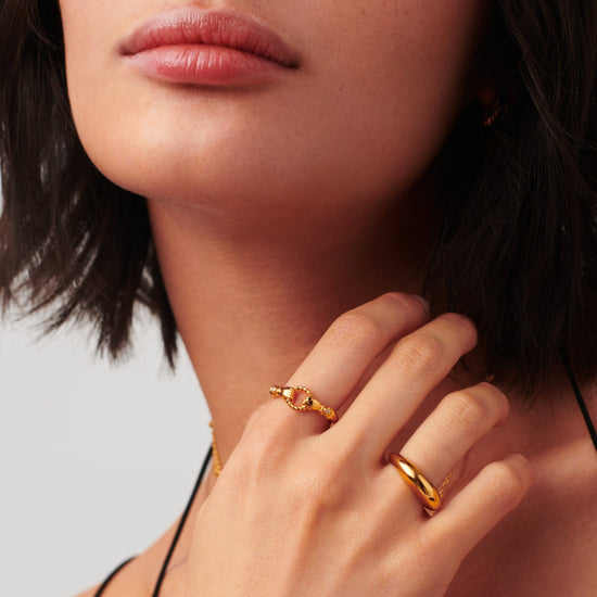 Harris Reed In Good Hands Stacking Ring | 18ct Gold Plated/Cubic Zirconia & Black Onyx Rings Missoma 