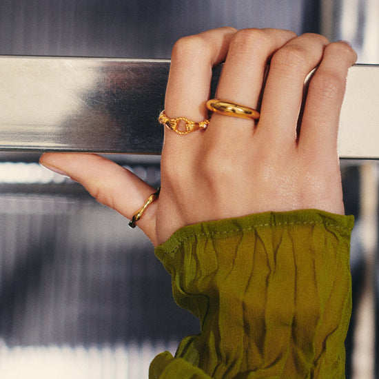 Harris Reed In Good Hands Stacking Ring | 18ct Gold Plated/Cubic Zirconia & Black Onyx Rings Missoma 