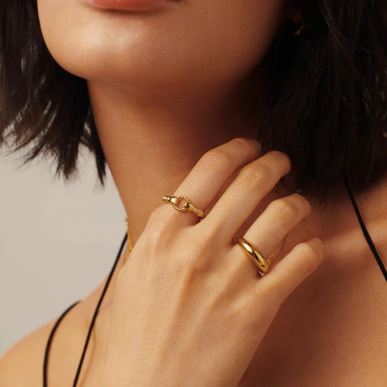 Harris Reed In Good Hands Stacking Ring | 18k Gold Plated/Cubic Zirconia & Black Onyx Rings Missoma 