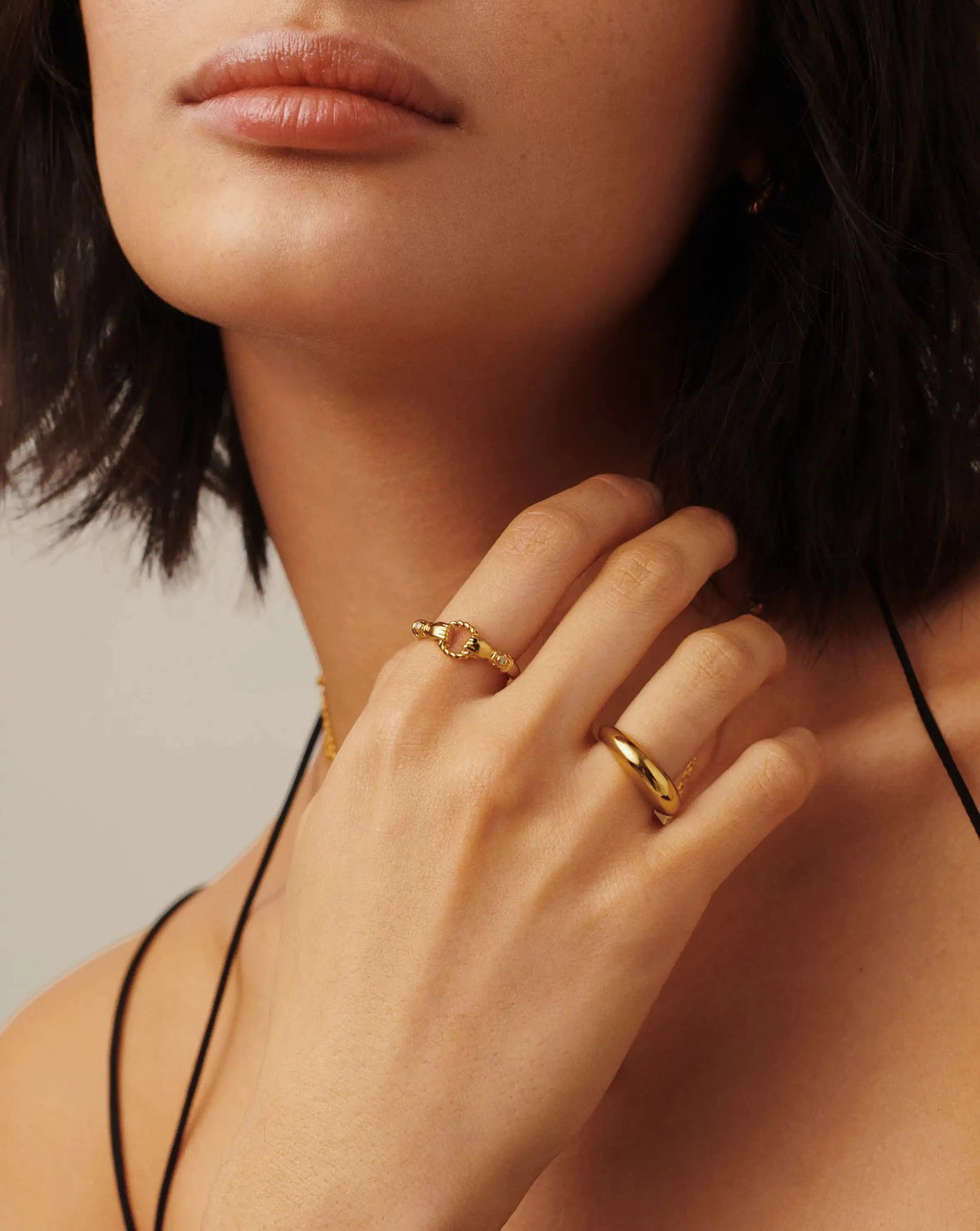 Harris Reed In Good Hands Stacking Ring | 18k Gold Plated/Cubic Zirconia & Black Onyx Rings Missoma 
