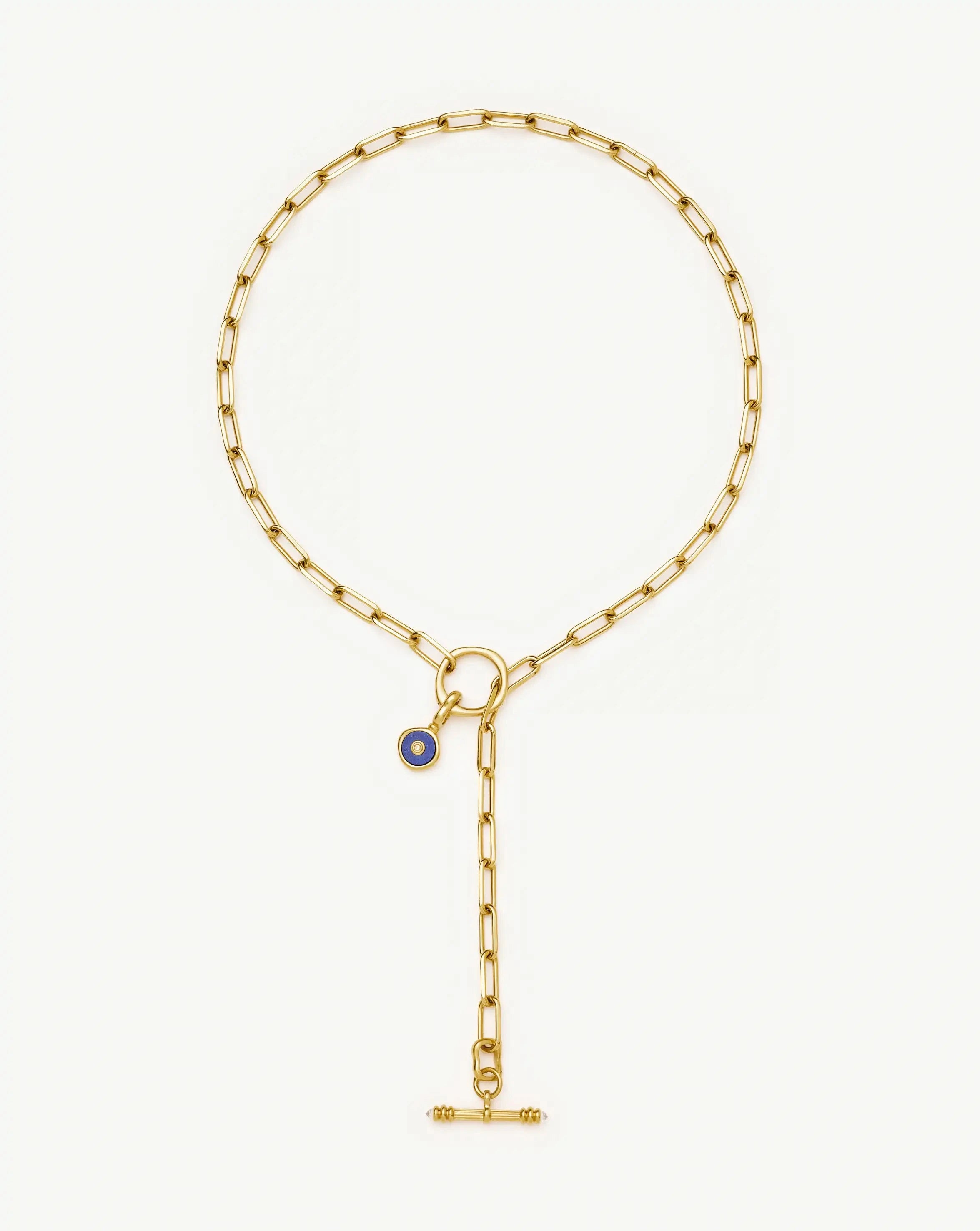 Harris Reed Keepsake T-Bar Charm Necklace | 18k Gold Plated/Lapis Lazuli, Cubic Zirconia Necklaces Missoma 