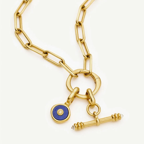 Harris Reed Keepsake T-Bar Charm Necklace | 18k Gold Plated/Lapis Lazuli, Cubic Zirconia Necklaces Missoma 