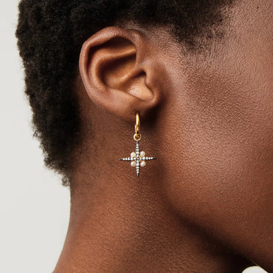Harris Reed North Star Pearl Hoop Earrings | 18k Gold Vermeil/Pearl Earrings Missoma 