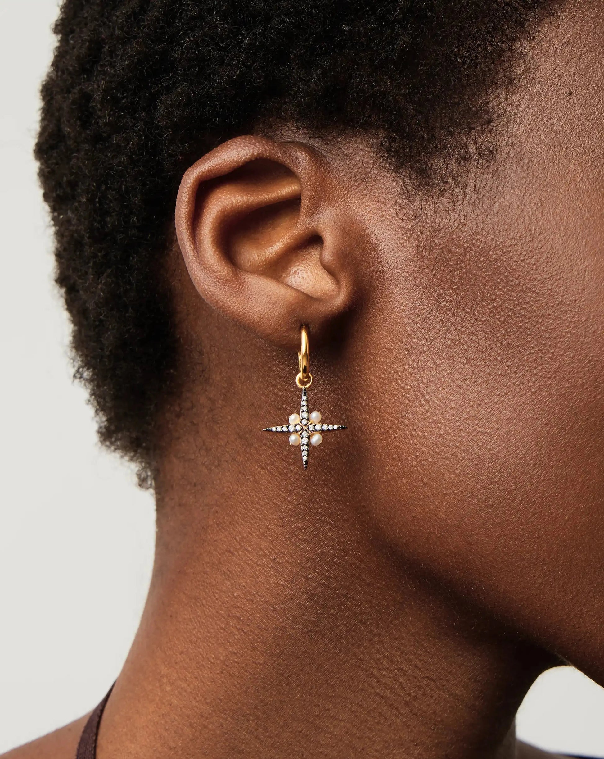 Harris Reed North Star Pearl Hoop Earrings | 18k Gold Vermeil/Pearl Earrings Missoma 