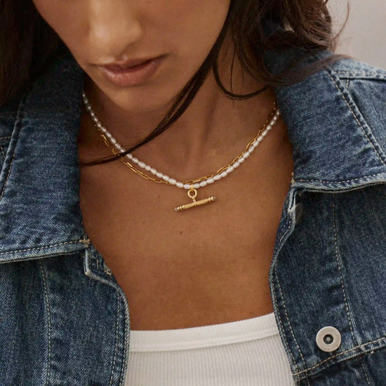 Harris Reed Pearl T-Bar Necklace | 18k Gold Plated/Pearl Necklaces Missoma 