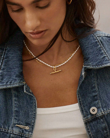 Harris Reed Pearl T-Bar Necklace | 18k Gold Plated/Pearl Necklaces Missoma 