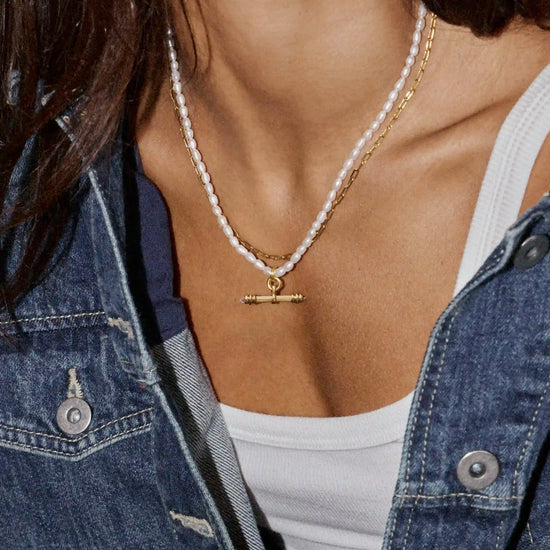 Harris Reed Pearl T-Bar Necklace | 18k Gold Plated/Pearl Necklaces Missoma 