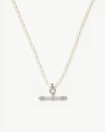 Harris Reed Pearl T-Bar Necklace | Silver Plated/Pearl Necklaces Missoma 