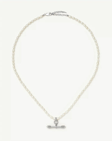 Harris Reed Pearl T-Bar Necklace | Silver Plated/Pearl Necklaces Missoma 