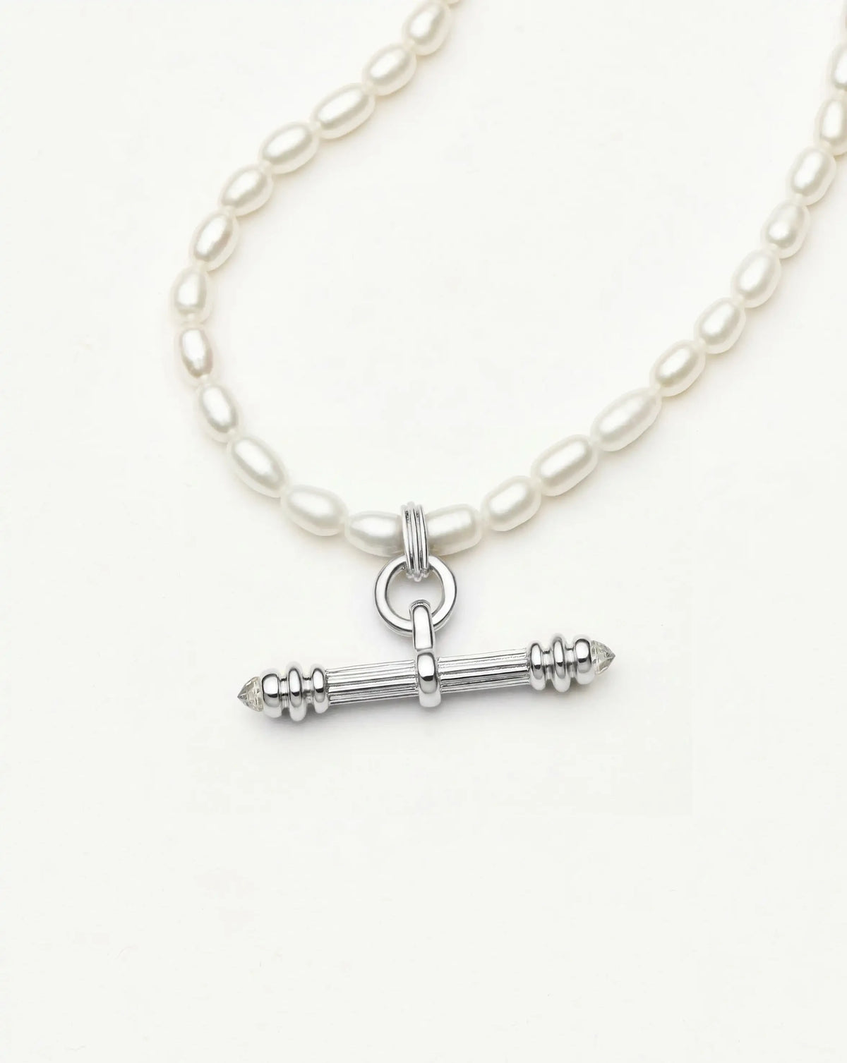 Harris Reed Pearl T-Bar Necklace | Silver Plated/Pearl Necklaces Missoma 