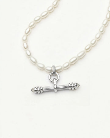 Harris Reed Pearl T-Bar Necklace | Silver Plated/Pearl Necklaces Missoma 