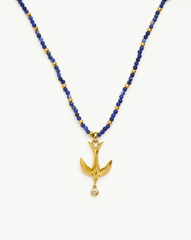 Harris Reed Taking Flight Keepsake Necklace  | 18k Gold Plated/Blue Sodalite