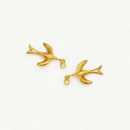 Harris Reed Taking Flight Stud Earrings | 18k Gold Plated/Cubic Zirconia Earrings Missoma 