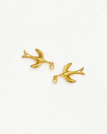 Harris Reed Taking Flight Stud Earrings | 18k Gold Plated/Cubic Zirconia Earrings Missoma 