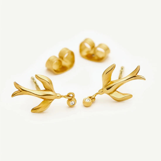 Harris Reed Taking Flight Stud Earrings | 18k Gold Plated/Cubic Zirconia Earrings Missoma 