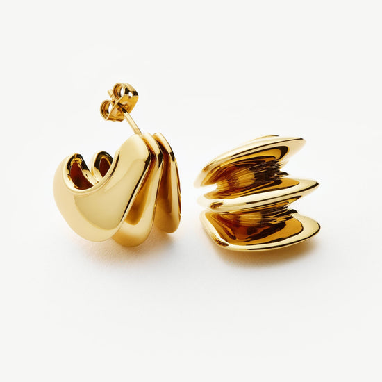 Hera Dome Triple Ridge Hoop Earrings | Gold Plated Earrings Missoma 