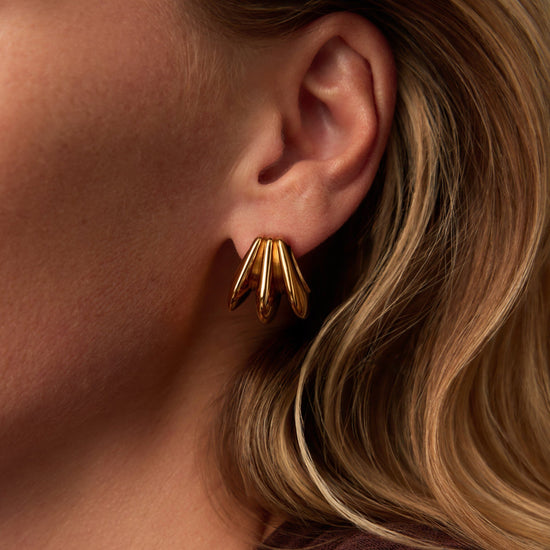 Hera Dome Triple Ridge Hoop Earrings | Gold Plated Earrings Missoma 
