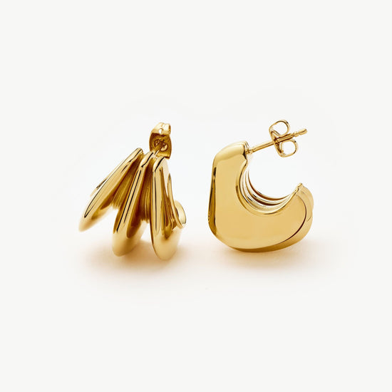 Hera Dome Triple Ridge Hoop Earrings | Gold Plated Earrings Missoma 
