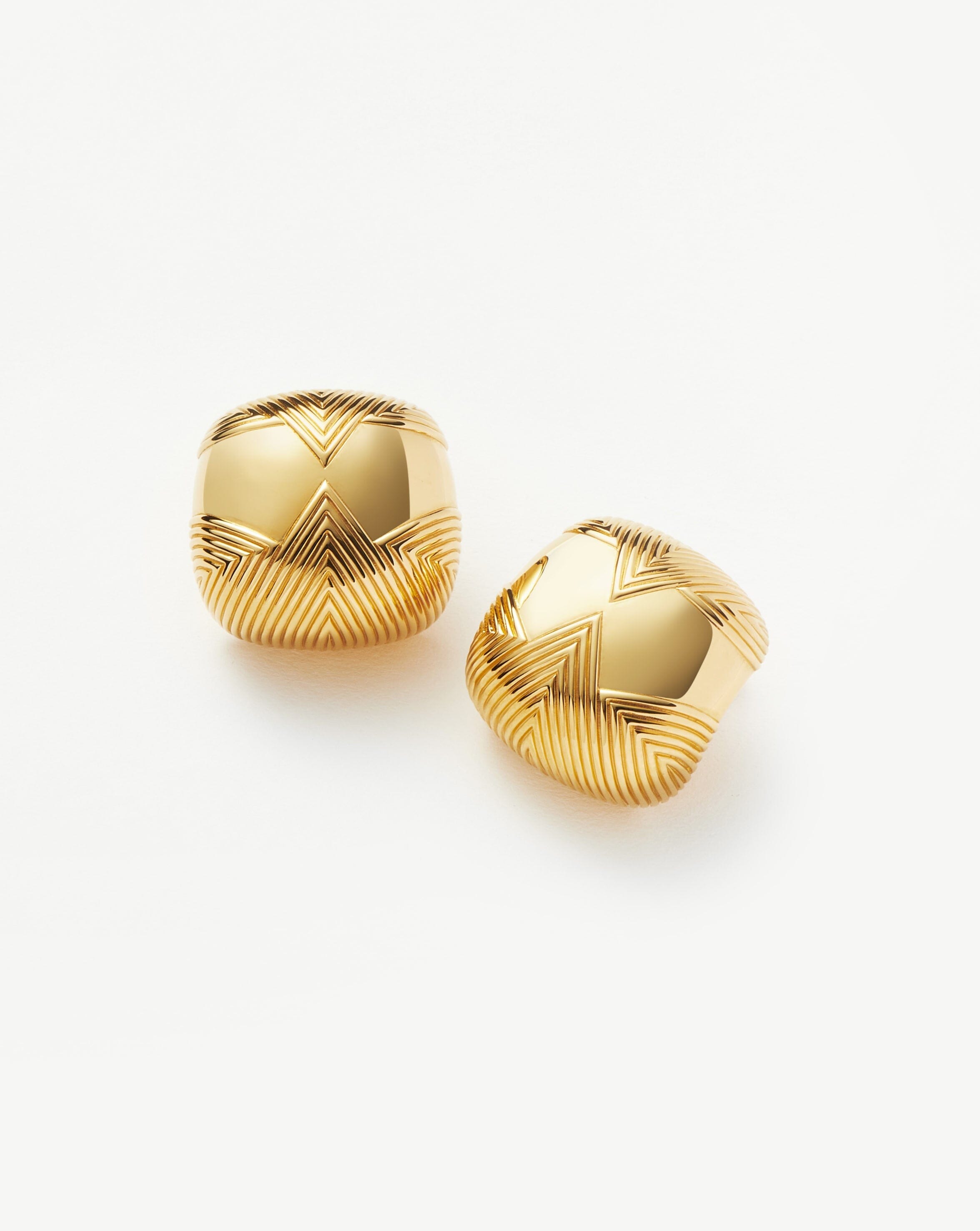 Hera Oversized Dome Ridge Stud Earrings | 18ct Gold Plated Earrings Missoma 
