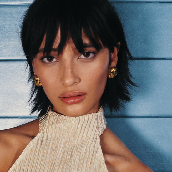 Hera Oversized Dome Ridge Stud Earrings | 18ct Gold Plated Earrings Missoma 