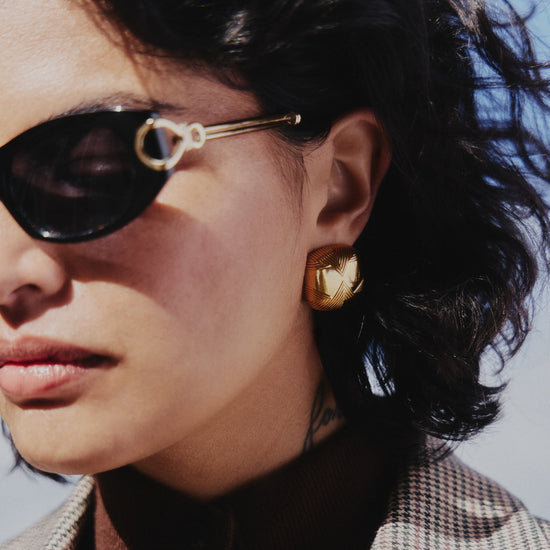 Hera Oversized Dome Ridge Stud Earrings | 18k Gold Plated Earrings Missoma 