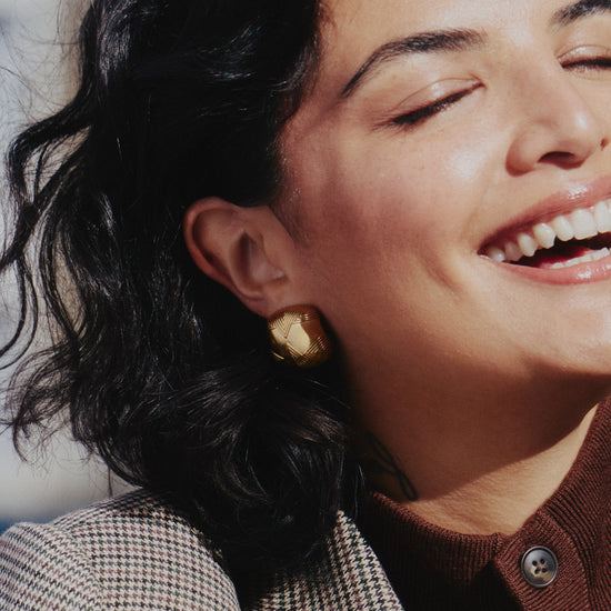 Hera Oversized Dome Ridge Stud Earrings | 18k Gold Plated Earrings Missoma 