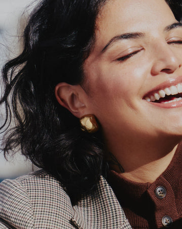 Hera Oversized Dome Ridge Stud Earrings | 18k Gold Plated Earrings Missoma 