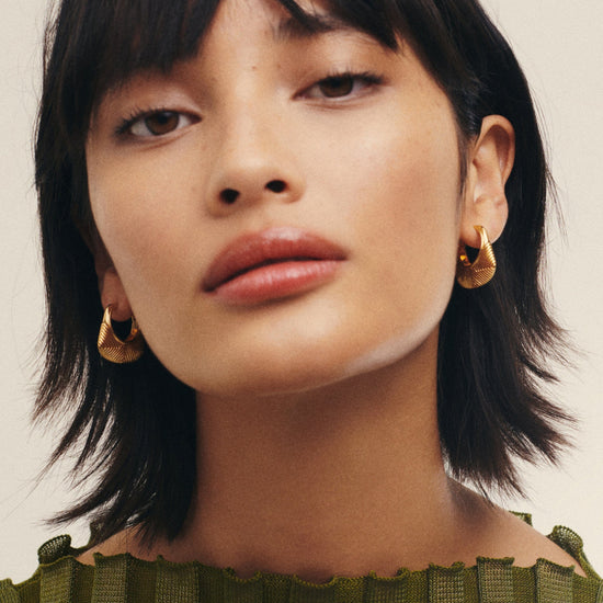 Hera Ridge Hoop Earrings | 18ct Gold Plated Earrings Missoma 