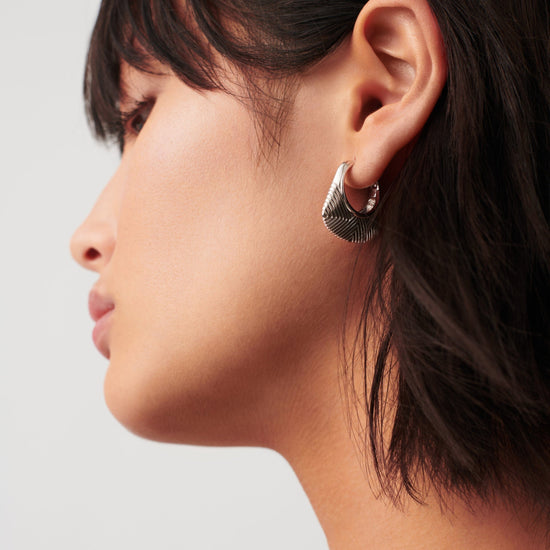Hera Ridge Hoop Earrings | Silver Plated Earrings Missoma 