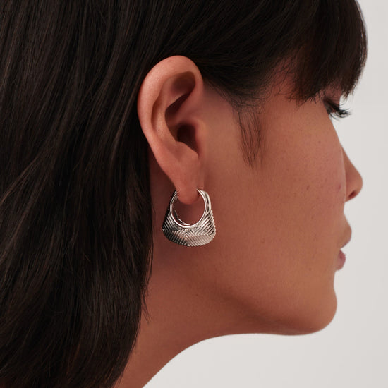 Hera Ridge Hoop Earrings | Silver Plated Earrings Missoma 