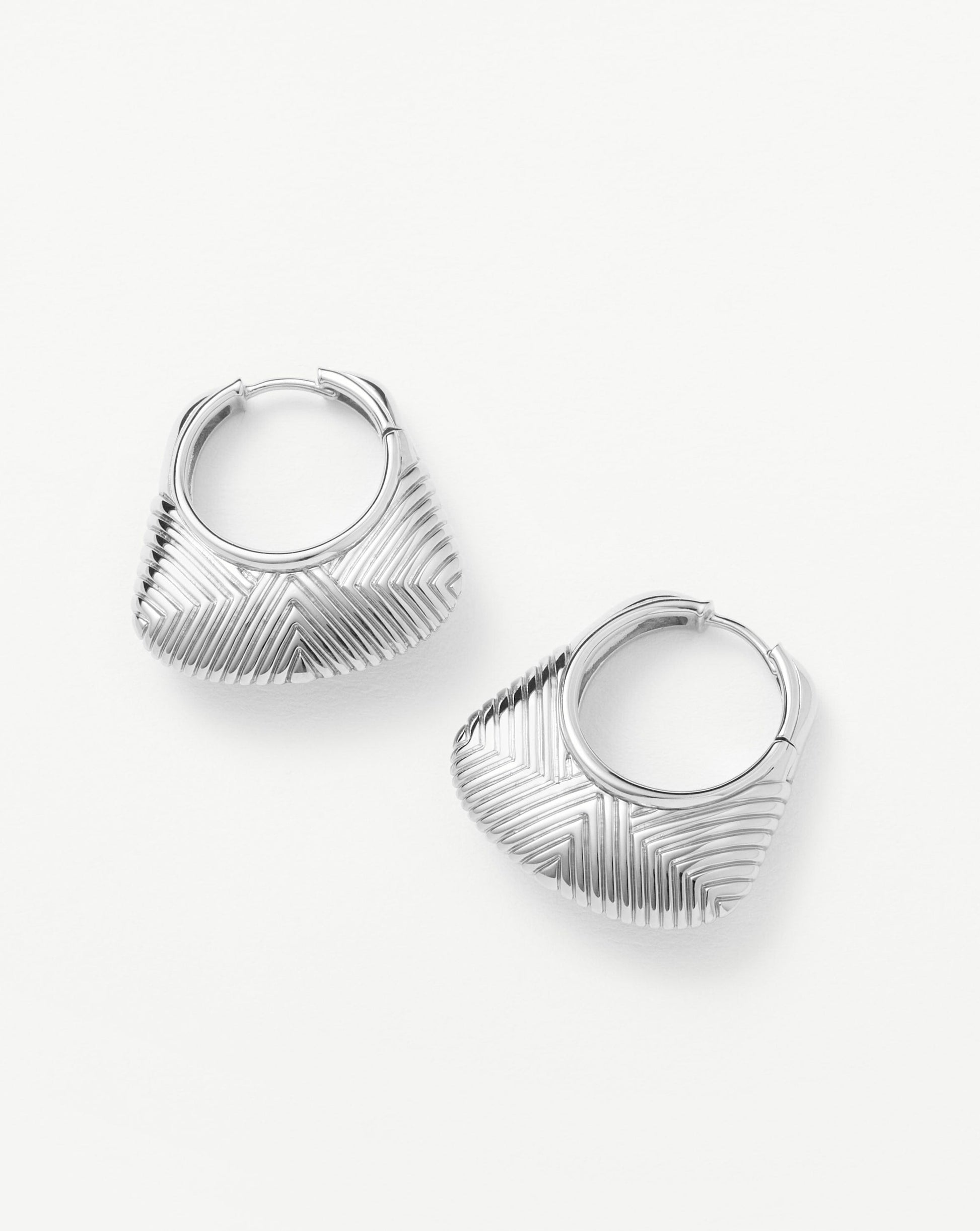 Hera Ridge Hoop Earrings | Silver Plated Earrings Missoma 