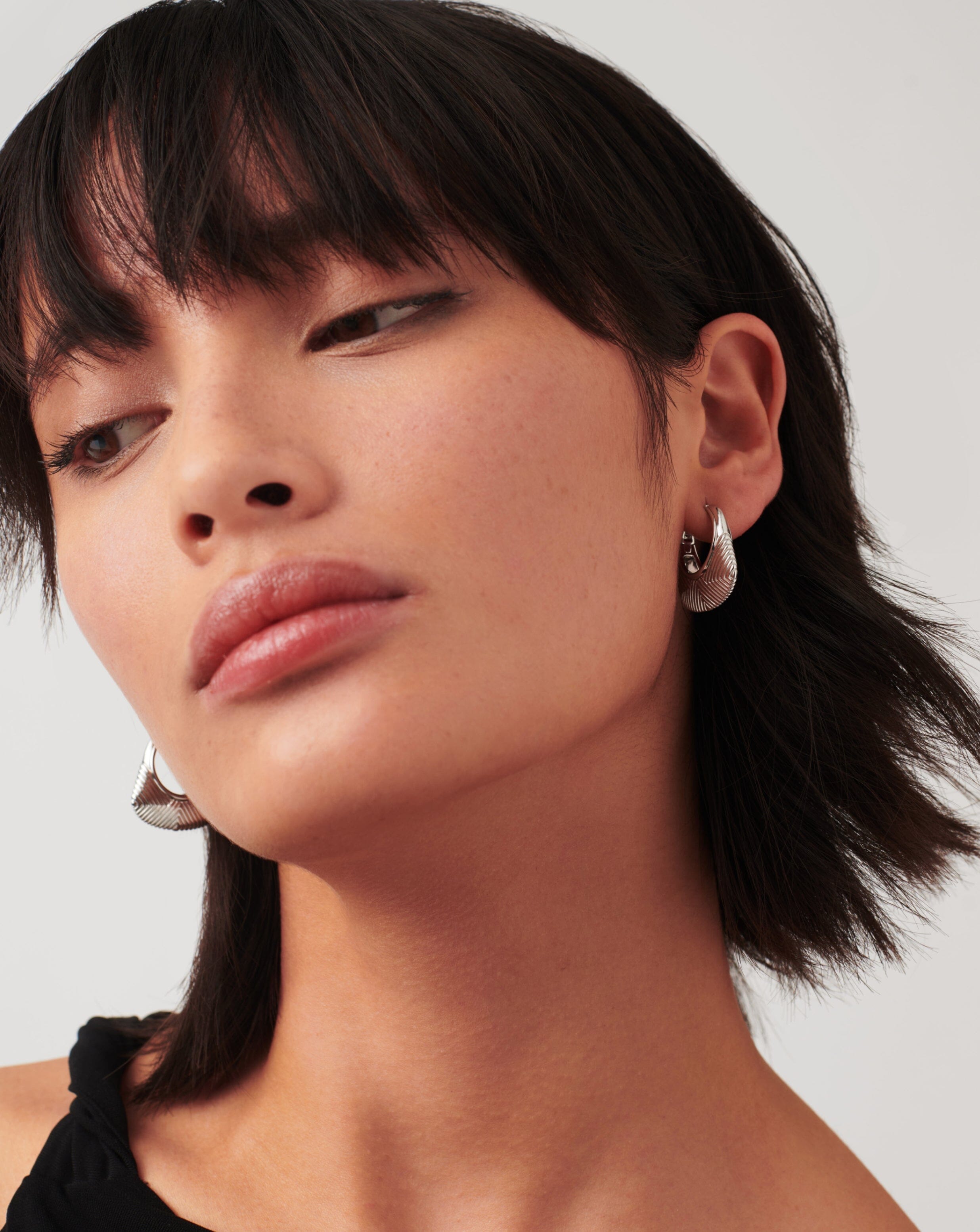 Hera Ridge Hoop Earrings | Silver Plated Earrings Missoma 