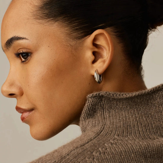 Hinged Small Hoop Earrings | Platinum Plated Earrings Missoma 